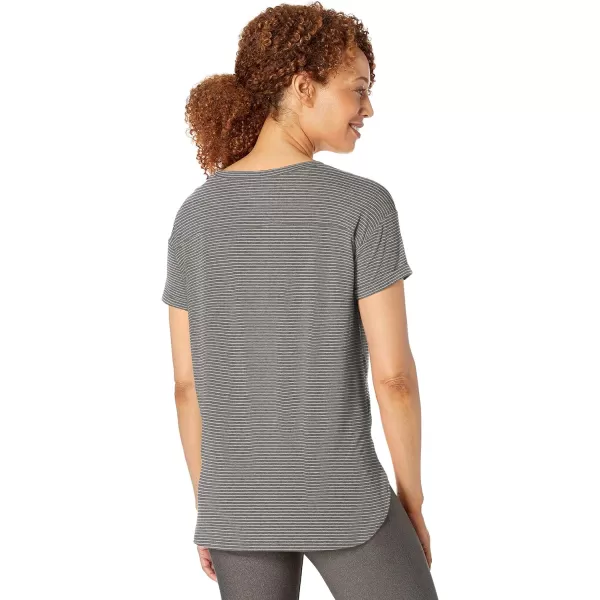 Amazon Essentials Womens Studio RelaxedFit Lightweight Crewneck TShirt Available in Plus Size1 Charcoal Heather Stripe