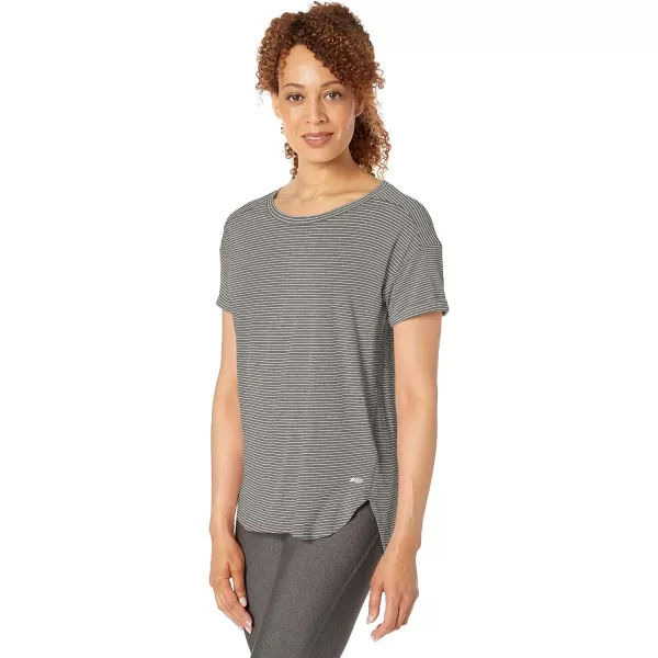 Amazon Essentials Womens Studio RelaxedFit Lightweight Crewneck TShirt Available in Plus Size1 Charcoal Heather Stripe