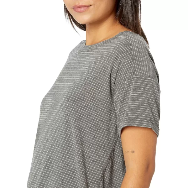 Amazon Essentials Womens Studio RelaxedFit Lightweight Crewneck TShirt Available in Plus Size1 Charcoal Heather Stripe