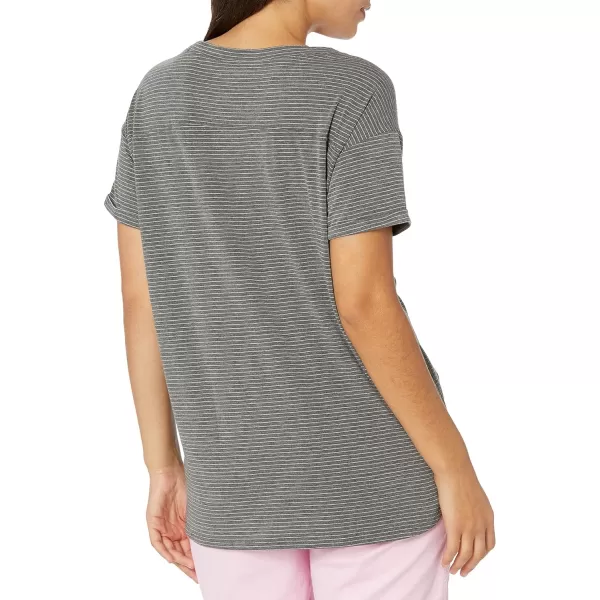 Amazon Essentials Womens Studio RelaxedFit Lightweight Crewneck TShirt Available in Plus Size1 Charcoal Heather Stripe