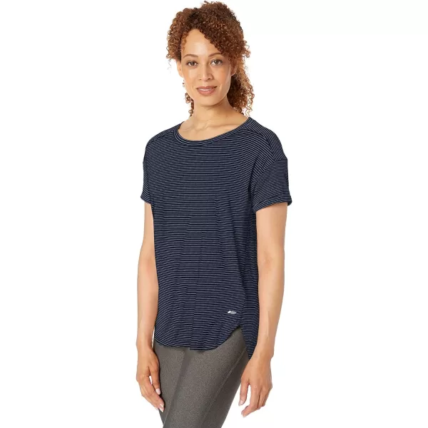 Amazon Essentials Womens Studio RelaxedFit Lightweight Crewneck TShirt Available in Plus Size1 Navy Stripe