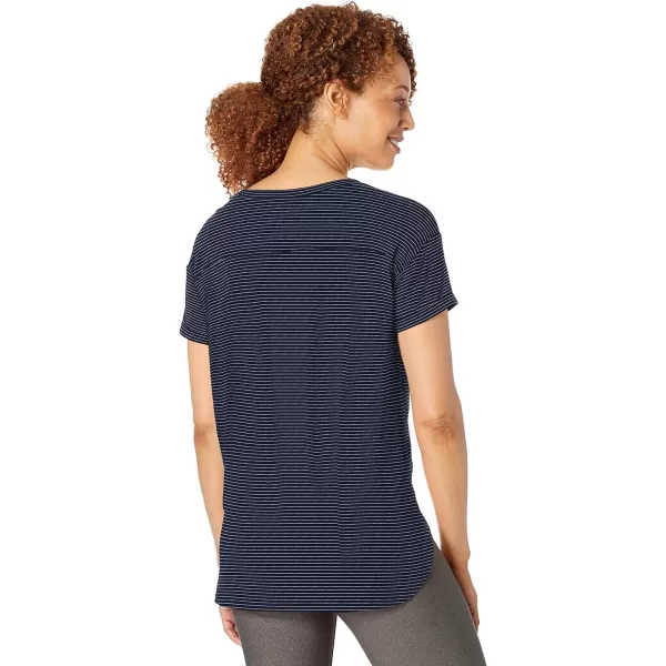 Amazon Essentials Womens Studio RelaxedFit Lightweight Crewneck TShirt Available in Plus Size1 Navy Stripe