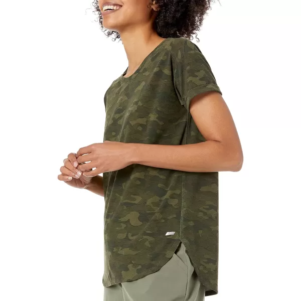 Amazon Essentials Womens Studio RelaxedFit Lightweight Crewneck TShirt Available in Plus Size1 Olive Camo