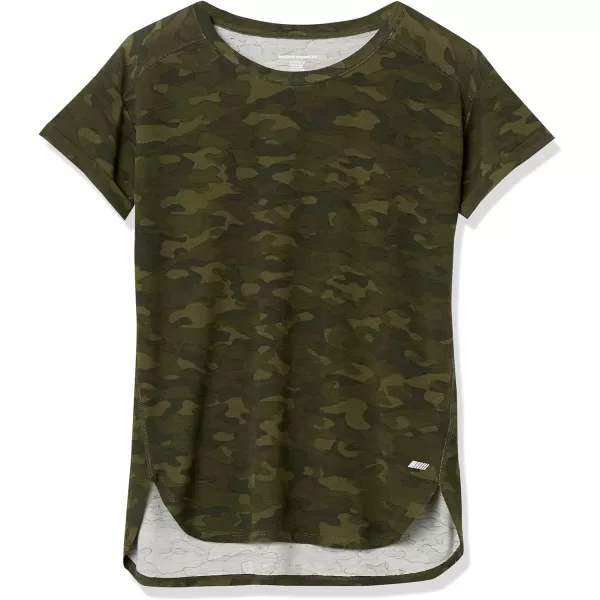 Amazon Essentials Womens Studio RelaxedFit Lightweight Crewneck TShirt Available in Plus Size1 Olive Camo