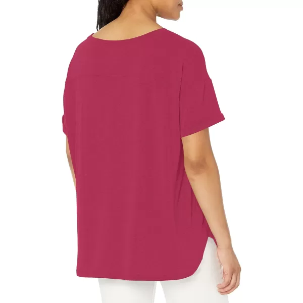 Amazon Essentials Womens Studio RelaxedFit Lightweight Crewneck TShirt Available in Plus Size1 Ruby Red