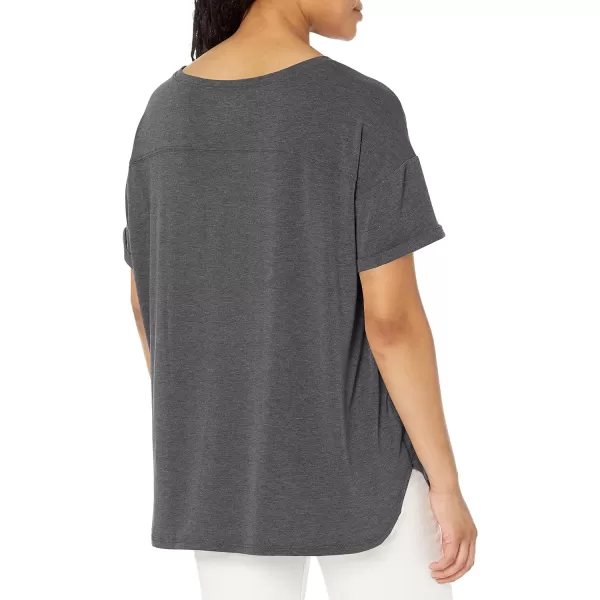 Amazon Essentials Womens Studio RelaxedFit Lightweight Crewneck TShirt Available in Plus Size2 BlackCharcoal