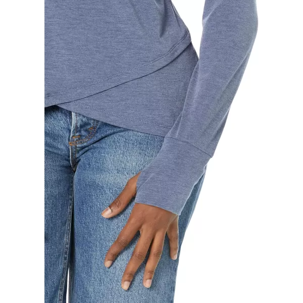 Amazon Essentials Womens Studio RelaxedFit LongSleeve CrossFront HoodieBlue Heather