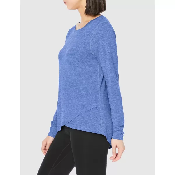 Amazon Essentials Womens Studio RelaxedFit LongSleeve CrossFront TShirtBright Blue Heather