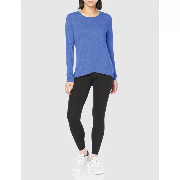 Amazon Essentials Womens Studio RelaxedFit LongSleeve CrossFront TShirtBright Blue Heather