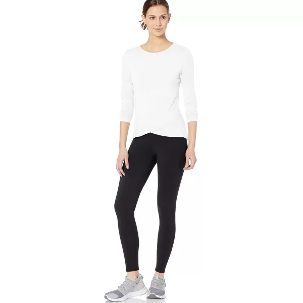 Amazon Essentials Womens Studio RelaxedFit LongSleeve CrossFront TShirtWhite