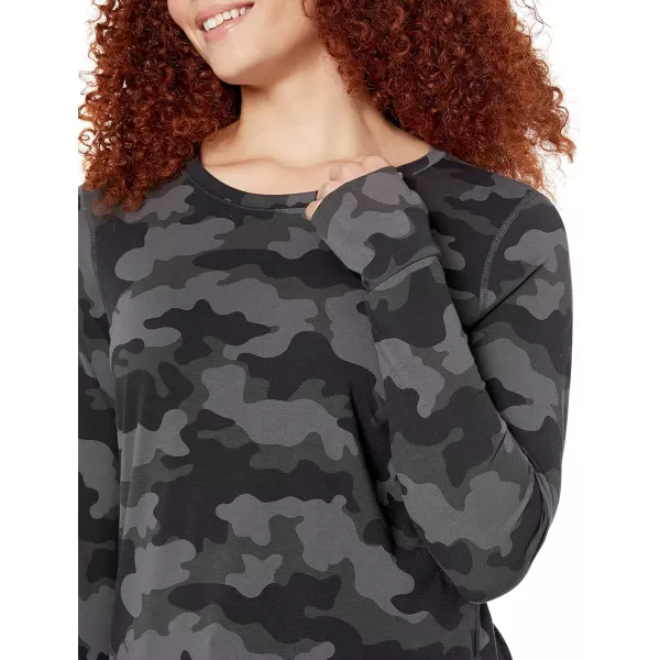 Amazon Essentials Womens Studio RelaxedFit LongSleeve TShirt Available in Plus SizeGrey Camo