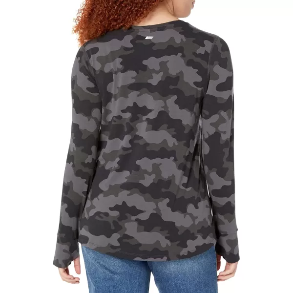 Amazon Essentials Womens Studio RelaxedFit LongSleeve TShirt Available in Plus SizeGrey Camo