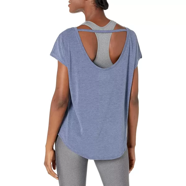 Amazon Essentials Womens Studio RelaxedFit OpenBack ShortSleeve TShirtBlue Heather Nightshadow