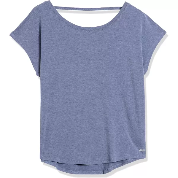 Amazon Essentials Womens Studio RelaxedFit OpenBack ShortSleeve TShirtBlue Heather Nightshadow