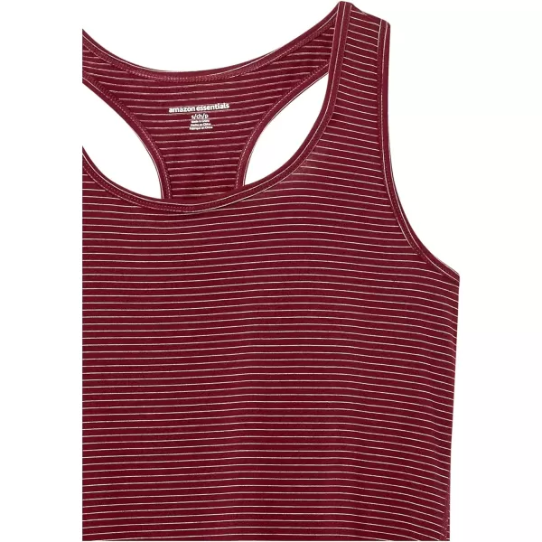 Amazon Essentials Womens Studio RelaxedFit Racerback Tank Multipacks1 Burgundy Stripe