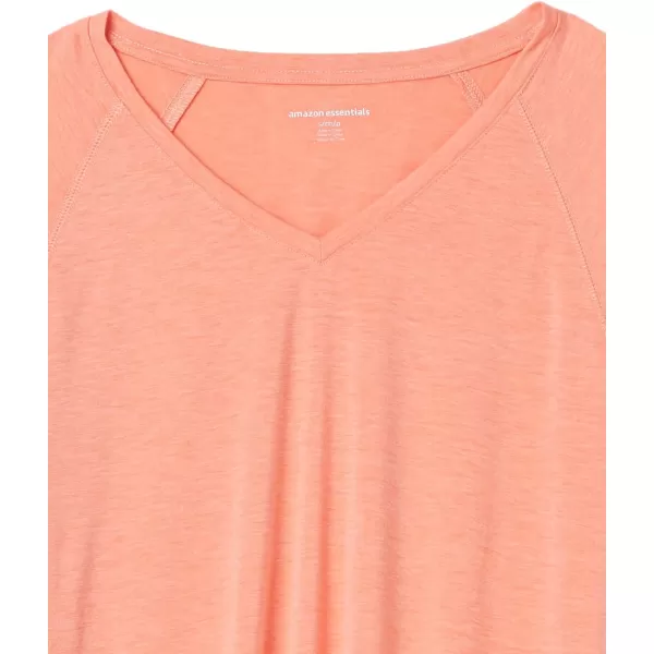 Amazon Essentials Womens Studio RelaxedFit ShortSleeve Lightweight VNeck TShirtBright Peach Heather