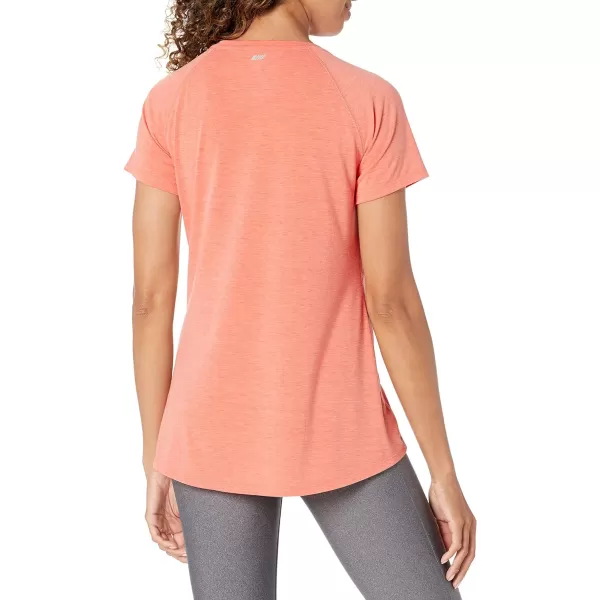 Amazon Essentials Womens Studio RelaxedFit ShortSleeve Lightweight VNeck TShirtBright Peach Heather