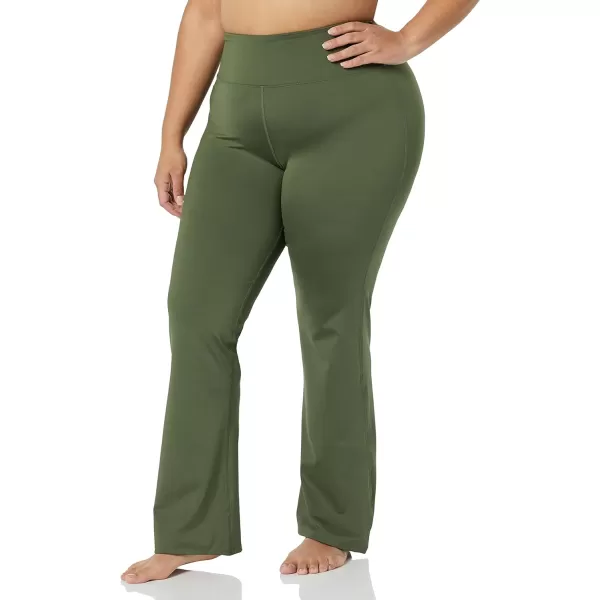 Amazon Essentials Womens Studio Sculpt Slim Bootcut Yoga PantDark Green