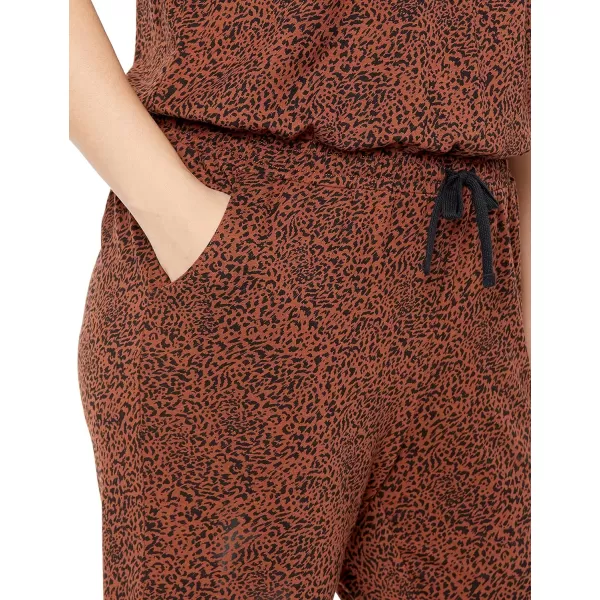 Amazon Essentials Womens Studio Terry Fleece Jumpsuit Available in Plus SizeDark CamelBlack Ikat