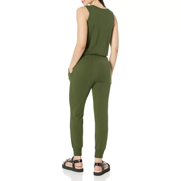 Amazon Essentials Womens Studio Terry Fleece Jumpsuit Available in Plus SizeDark Olive