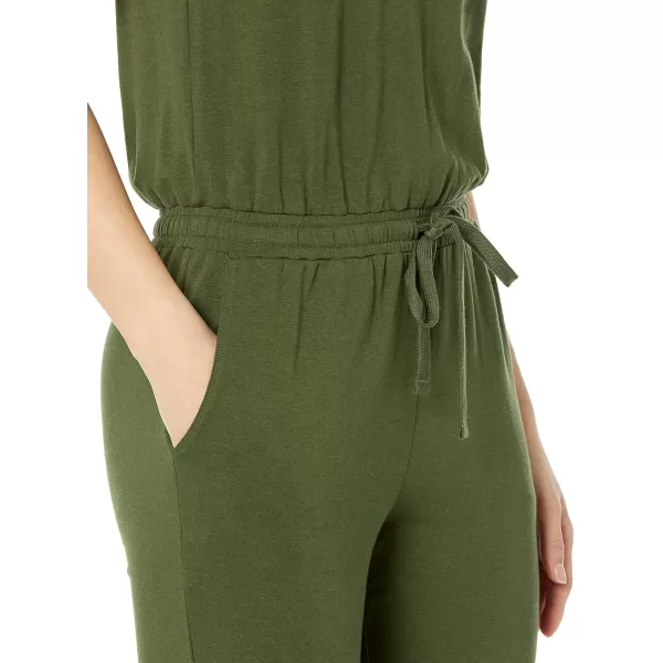 Amazon Essentials Womens Studio Terry Fleece Jumpsuit Available in Plus SizeDark Olive