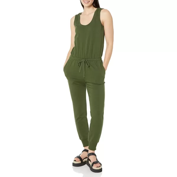 Amazon Essentials Womens Studio Terry Fleece Jumpsuit Available in Plus SizeDark Olive