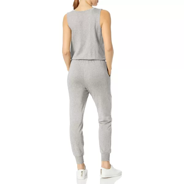 Amazon Essentials Womens Studio Terry Fleece Jumpsuit Available in Plus SizeLight Grey Heather