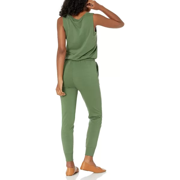 Amazon Essentials Womens Studio Terry Fleece Jumpsuit Available in Plus SizeMilitary Green