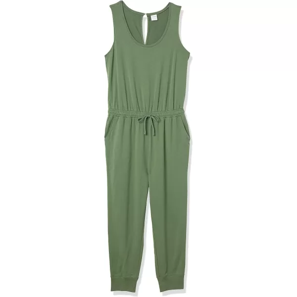 Amazon Essentials Womens Studio Terry Fleece Jumpsuit Available in Plus SizeMilitary Green