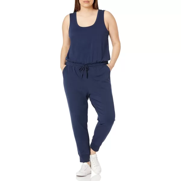 Amazon Essentials Womens Studio Terry Fleece Jumpsuit Available in Plus SizeNavy