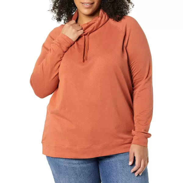 Amazon Essentials Womens Studio Terry Funnel Neck SweatshirtCaramel