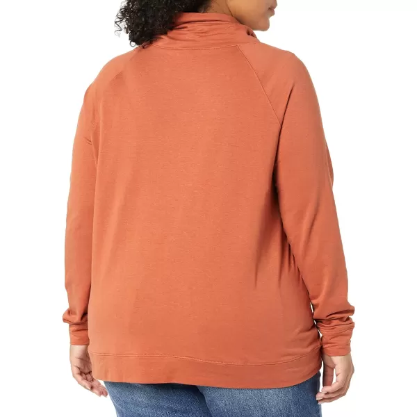 Amazon Essentials Womens Studio Terry Funnel Neck SweatshirtCaramel