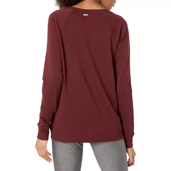 Amazon Essentials Womens Studio Terry LongSleeve CrossFront SweatshirtDark Burgundy