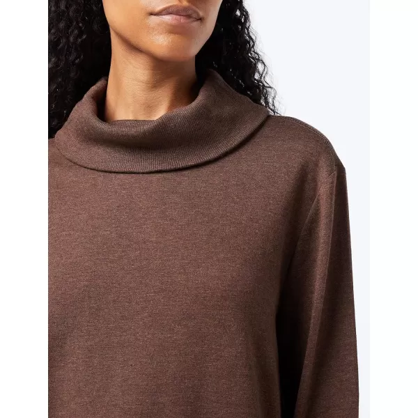 Amazon Essentials Womens Studio Terry LongSleeve Funnel Neck SweatshirtBrown Space Dye