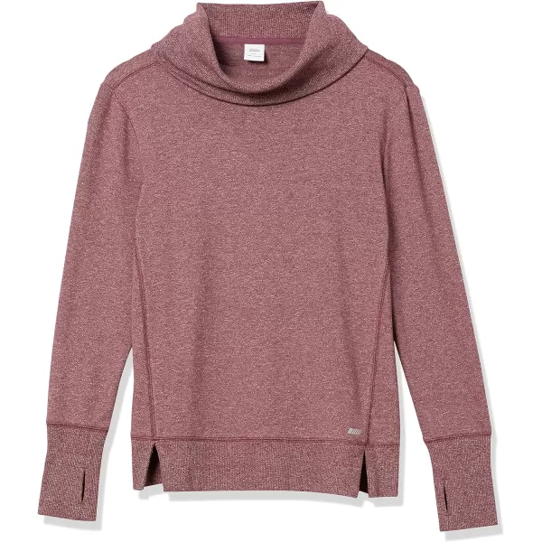 Amazon Essentials Womens Studio Terry LongSleeve Funnel Neck SweatshirtBurgundy Heather