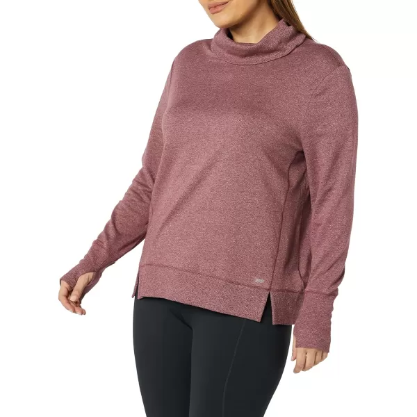 Amazon Essentials Womens Studio Terry LongSleeve Funnel Neck SweatshirtBurgundy Heather