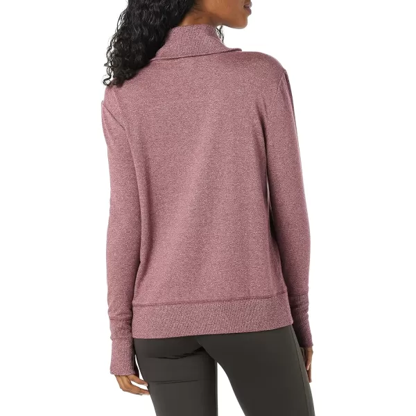 Amazon Essentials Womens Studio Terry LongSleeve Funnel Neck SweatshirtBurgundy Heather