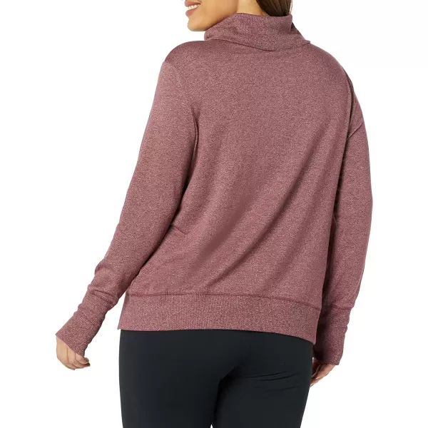 Amazon Essentials Womens Studio Terry LongSleeve Funnel Neck SweatshirtBurgundy Heather