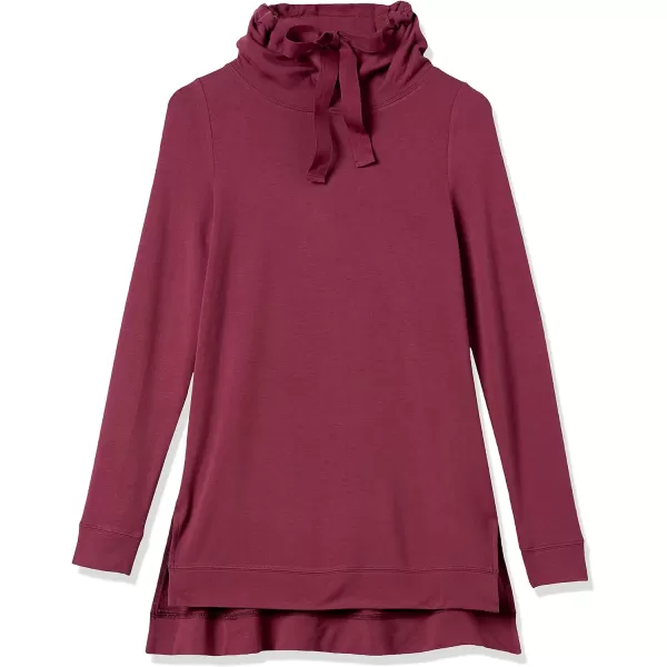 Amazon Essentials Womens Supersoft Terry LongSleeve Funnel Neck Tunic Previously Daily RitualRayon Blend Dark Burgundy