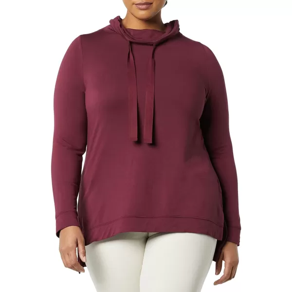 Amazon Essentials Womens Supersoft Terry LongSleeve Funnel Neck Tunic Previously Daily RitualRayon Blend Dark Burgundy