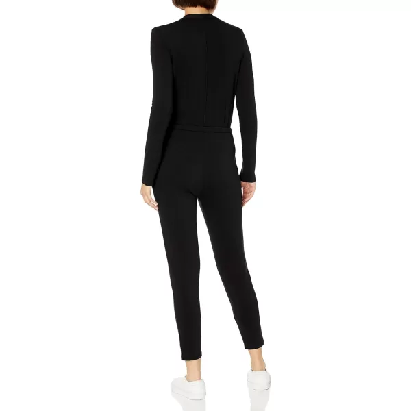 Amazon Essentials Womens Supersoft Terry LongSleeve VNeck Wrap Jumpsuit Previously Daily RitualBlack