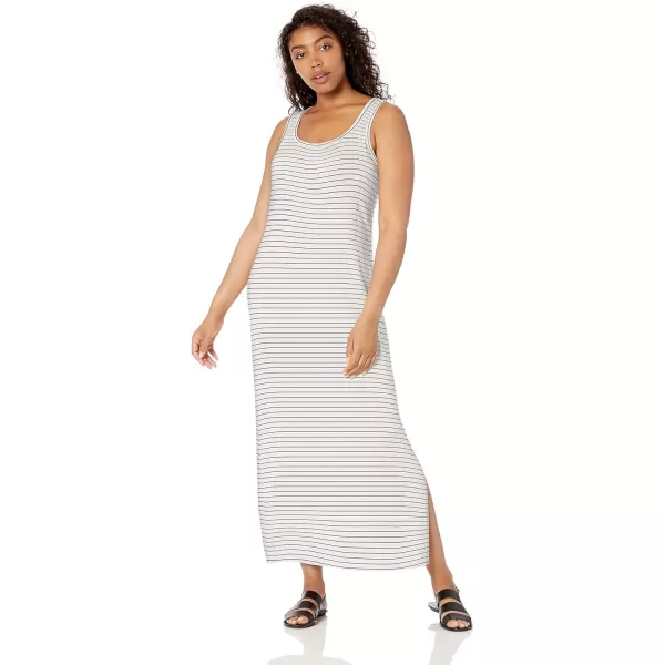 Amazon Essentials Womens Supersoft Terry Racerback Maxi Dress Previously Daily RitualBlack White Thin Stripe