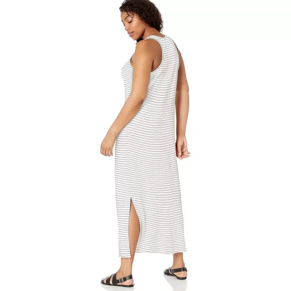 Amazon Essentials Womens Supersoft Terry Racerback Maxi Dress Previously Daily RitualBlack White Thin Stripe