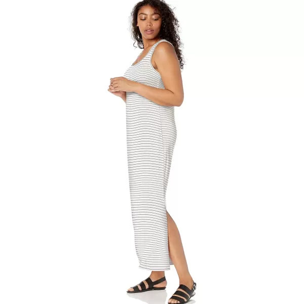 Amazon Essentials Womens Supersoft Terry Racerback Maxi Dress Previously Daily RitualBlack White Thin Stripe