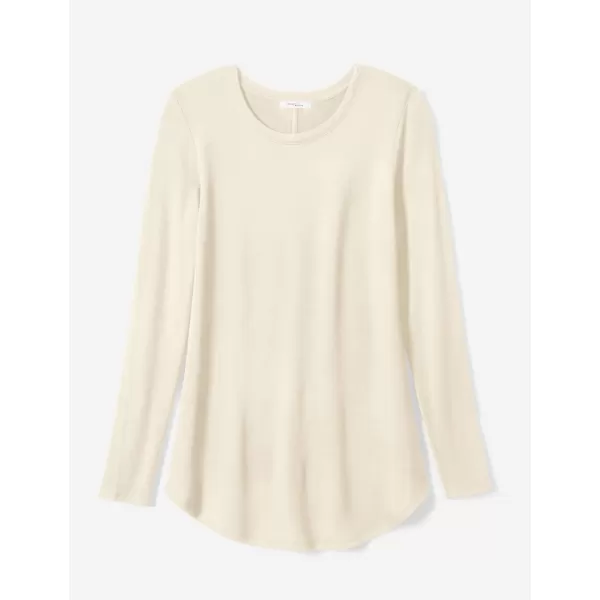 Amazon Essentials Womens Supersoft Terry RegularFit LongSleeve Shirttail Hem Shirt Previously Daily RitualRayon Blend Cream