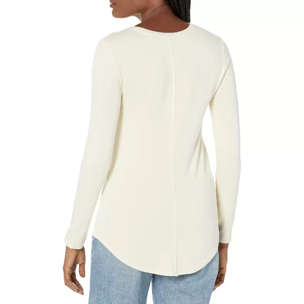 Amazon Essentials Womens Supersoft Terry RegularFit LongSleeve Shirttail Hem Shirt Previously Daily RitualRayon Blend Cream