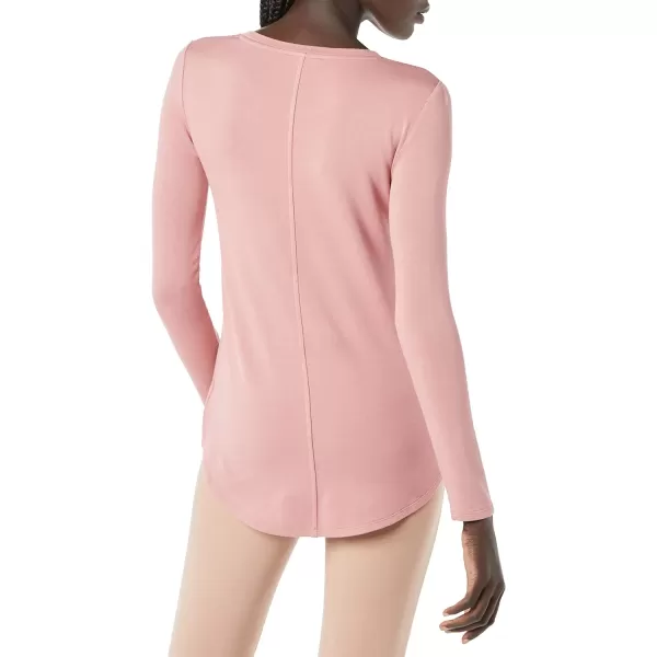 Amazon Essentials Womens Supersoft Terry RegularFit LongSleeve Shirttail Hem Shirt Previously Daily RitualRayon Blend Washed Pink