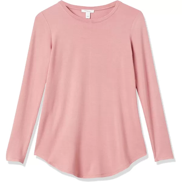 Amazon Essentials Womens Supersoft Terry RegularFit LongSleeve Shirttail Hem Shirt Previously Daily RitualRayon Blend Washed Pink