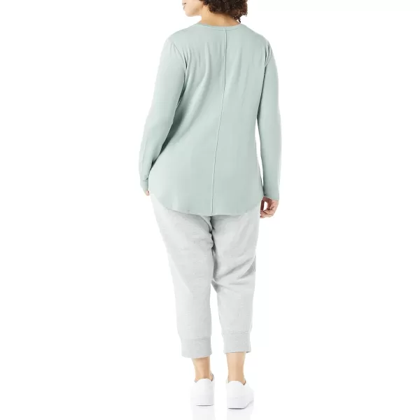 Amazon Essentials Womens Supersoft Terry RegularFit LongSleeve Shirttail Hem Shirt Previously Daily RitualSustainably Sourced Rayon Blend Sage Green