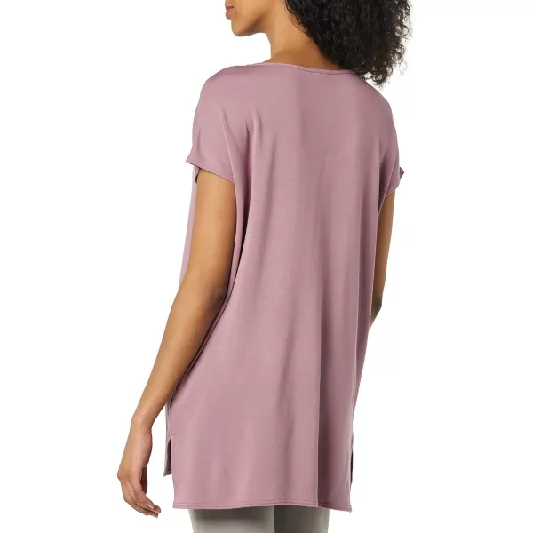 Amazon Essentials Womens Supersoft Terry RelaxedFit DolmanSleeve VNeck Tunic Previously Daily RitualRayon Blend Dusty Lilac